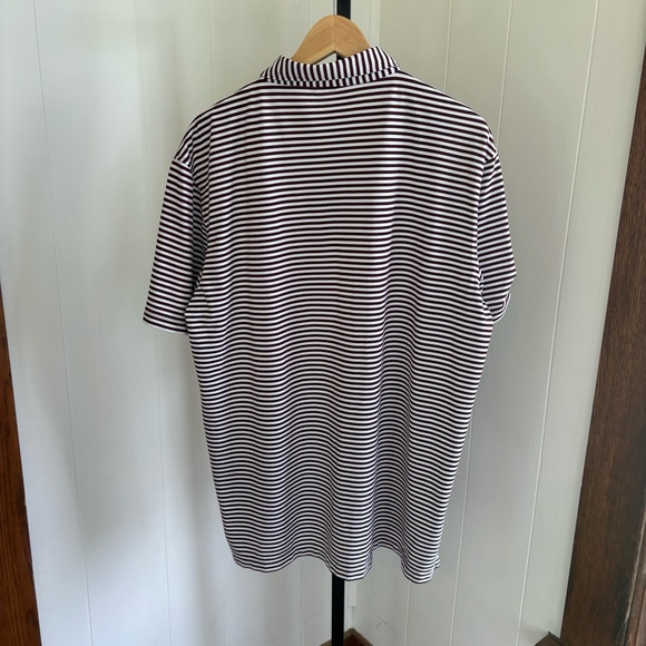 Peter Millar Summer Comfort Maroon Stripe Golf Polo Shirt Men L Saint Ignatius - Picture 7 of 7